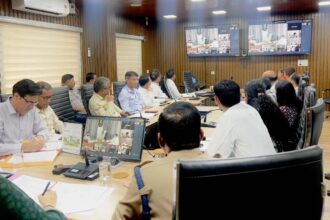 "State Election Commissioner Sushil Kumar conducting virtual meeting with district officials for Panchayat Elections 2025